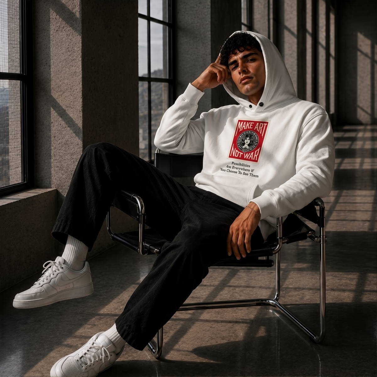 Make Art - Statement Hoodie White