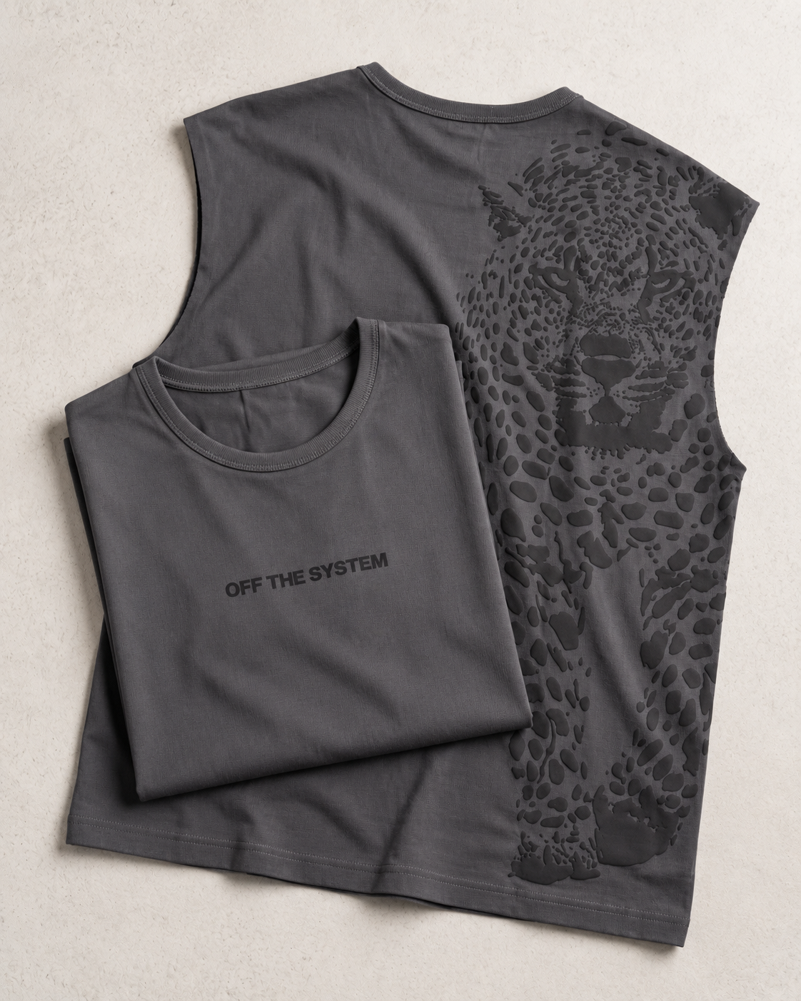 Off the System - Offshoulder Motive Shirt Grey