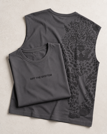 Off the System - Offshoulder Motive Shirt Grey