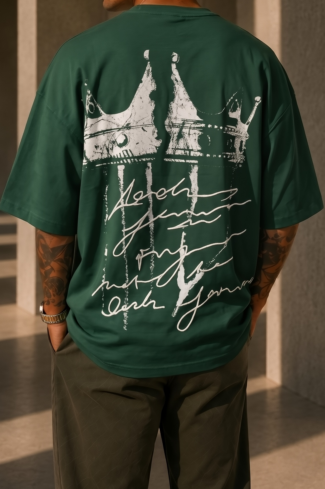 Crown - Oversize Motive Shirt Green