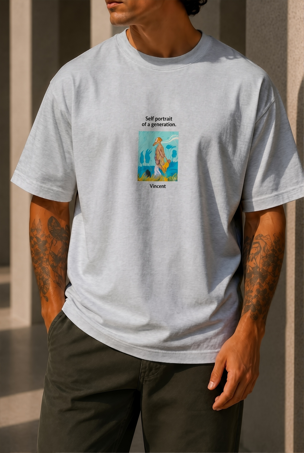 Self Portrait - Oversize Motive Shirt Grey